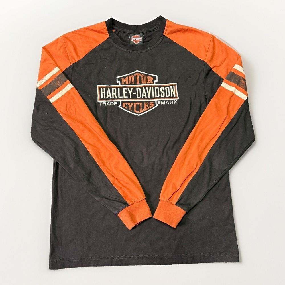 Y2K Harley Davidson Long Sleeve Shirt Embroidered Graphic Men's M Philadelphia